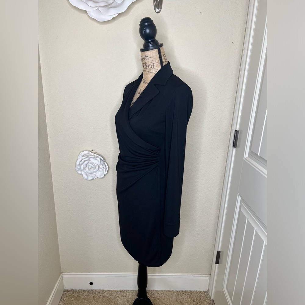 NTM: Express Pullover Wrap Style Tuxedo Look Long Sleeve Black Dress Sz 3/4 - Picture 8 of 14